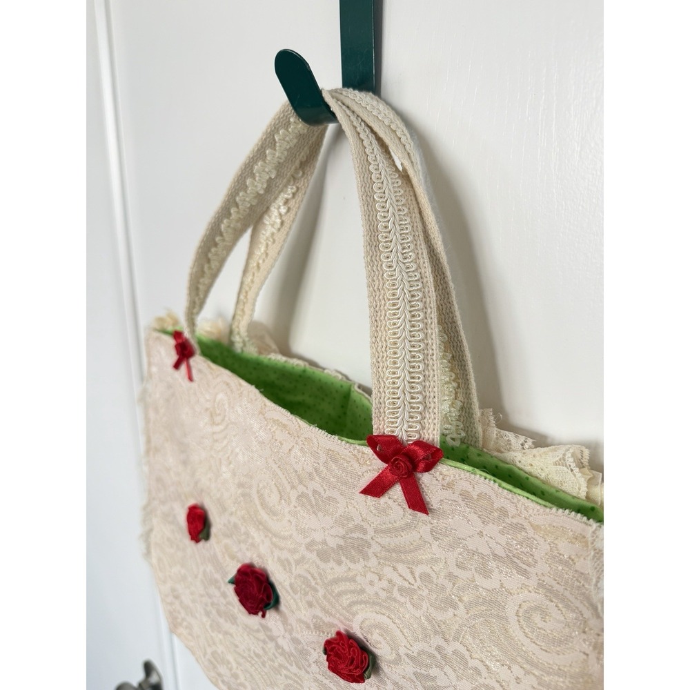 Vintage Y2K Victorian Lace Tote Purse Crochet Glove Roses Cottagecore Boutique - Picture 6 of 14